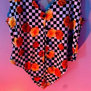 Checkered and Floral Button-Up